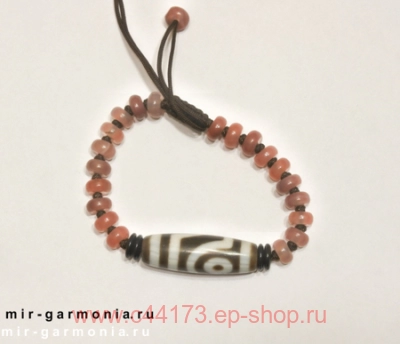 Браслет с бусиной дзи 2 глаза агат 4 см