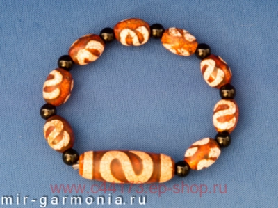 Браслет с бусиной дзи денежный крюк агат 3,8см