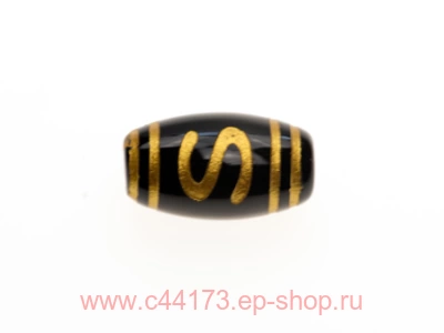 Бусина дзи денежный крюк с позолотой 2 см