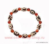 Браслет из 3 глазых дзи d= 0,5 см агат