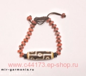 Браслет с бусиной дзи 9 глаз агат 4 см
