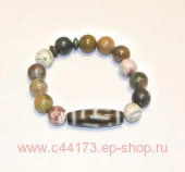 Браслет с бусиной дзи хо ту агат 3,5 см с яшмой